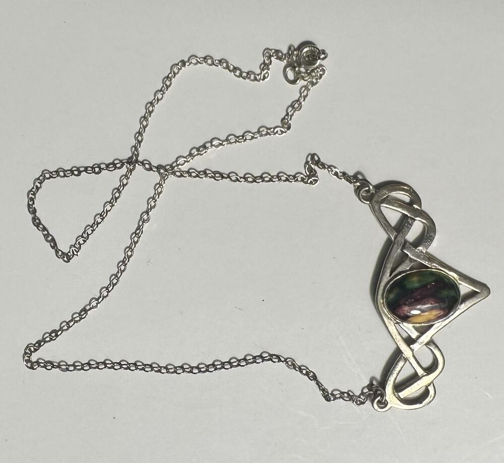 Heathergems Sterling Silver Celtic Pendant Necklace 18" Chain Scotland 7g